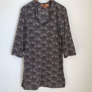 EUC Tory Burch Elephant Print Brown White Cotton Tunic Dress